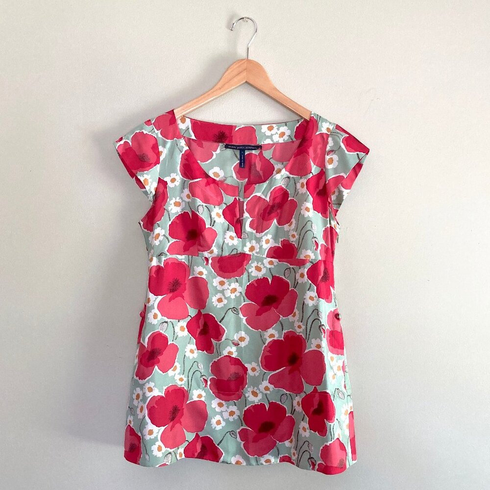 Anthropologie MON PETIT OISEAU 100% Silk Poppi Floral Blouse Sz M